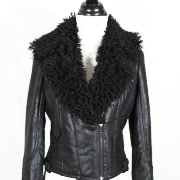 NWT 2014 Penny Lane Style Black Shag Moto Coat | Glam Rocker Goth Chic Jacket | - Picture 4 of 14